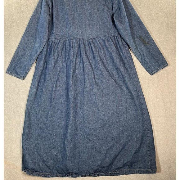 Denim maxi Dress Womens 14 Full Button Front Western Studded Cowboy Boots Hat - Picture 12 of 15